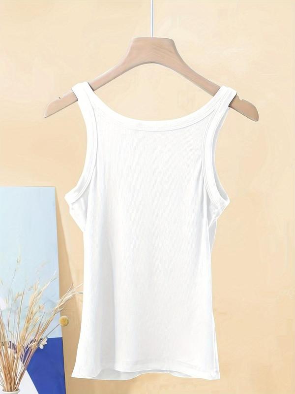 Women's Plain Round Neck Tank Top, Minimalist Simple Casual Sleeveless Top for Summer, Ladies Clothes for Daily Wear