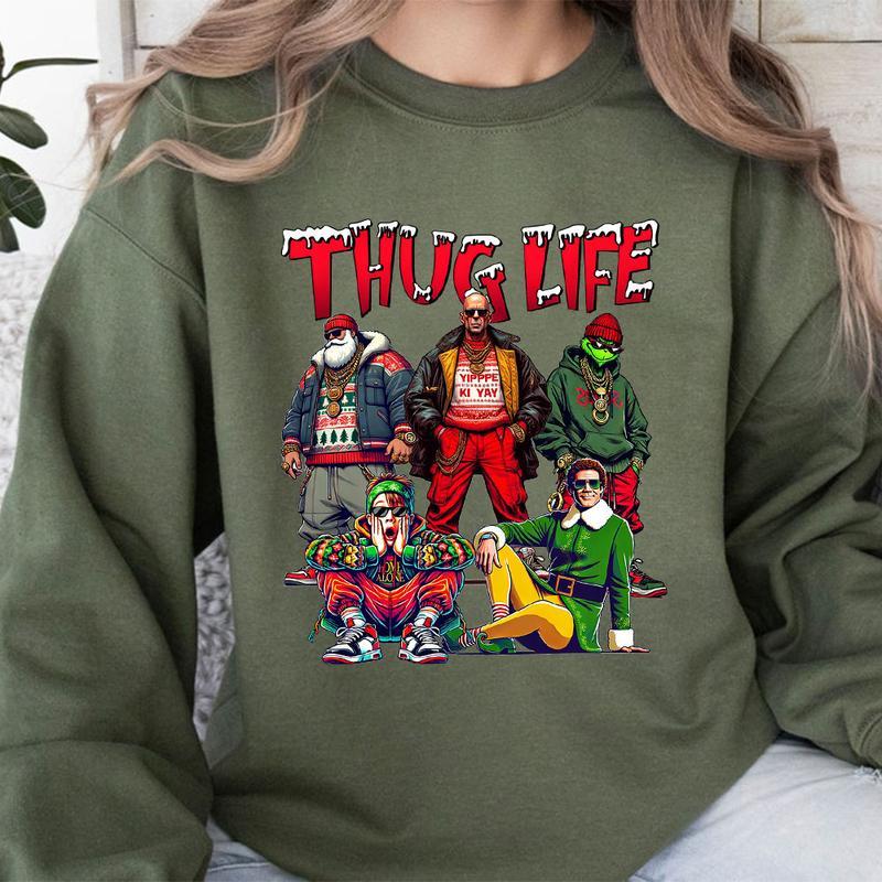 Graphic THUGLIFE Christmas Shirt, Christmas Movies Sweatshirt, Xmas Graphic Tee, Cute Christmas Gift Family Shirt