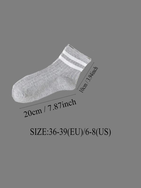 Women's 10 Pairs Striped Print Crew Socks, Casual Comfy Breathable Mid-calf Socks for Daily Outdoor Wear, Women Socks for All Seasons