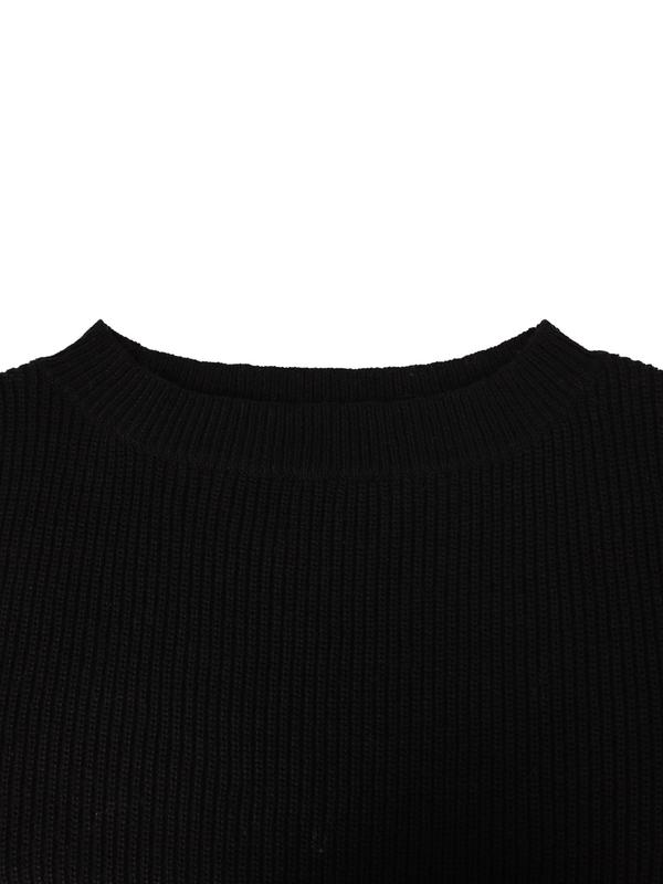 Women's Plain Off Shoulder Lantern Sleeve Sweater, Casual Long Sleeve Jumper for Fall & Winter, Fashion Ladies' Knitwear for Daily Wear