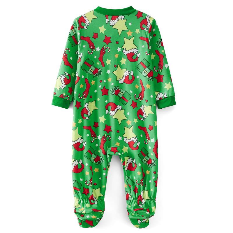 2024 New Christmas Pajamas for Family Long Sleeve Cartoon Print Tops + Trousers Set Winter Holiday Homewear Sleepwear Loungewear Nightwear Xmas Pj's Clothes Womenswear Baby