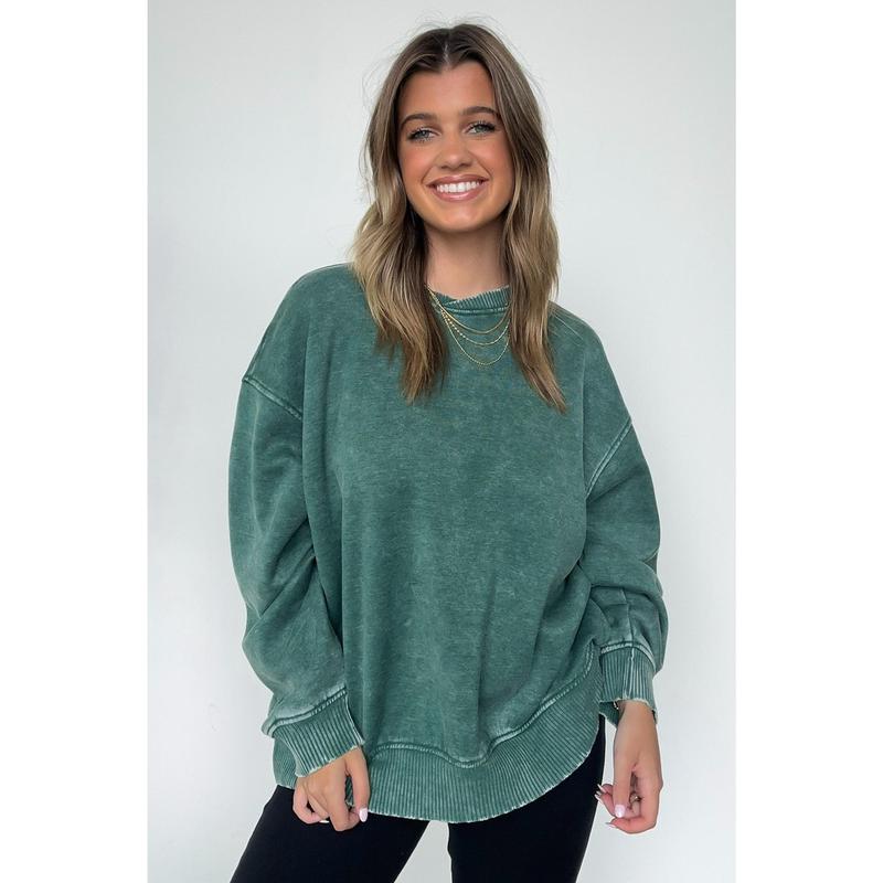 Cozy Vibes Acid Wash Oversized Pullover - BACK IN STOCK