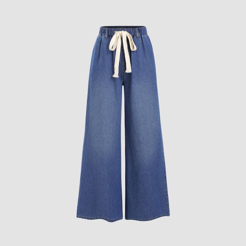 Cider [10 colors, Size 0-26] Denim Tie Front Wide Leg Pants