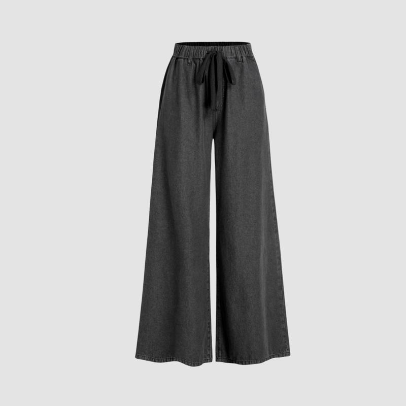 Cider [10 colors, Size 0-26] Denim Tie Front Wide Leg Pants