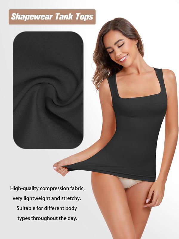 Women's Solid Seamless Shapewear Tank Top, Casual Tummy Control High Stretch Shaper, Summer Wear, Compression Shapewear Top for Women