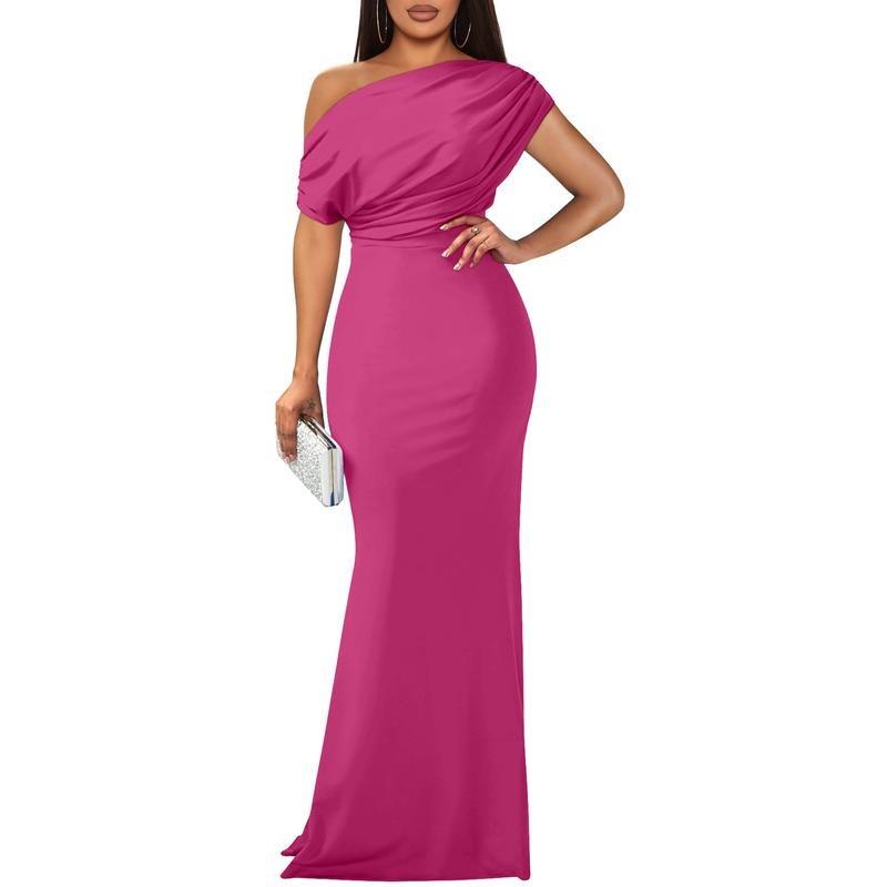 Women's Elegant Sleeveless Off Shoulder Bodycon Long Formal Party Evening Dress