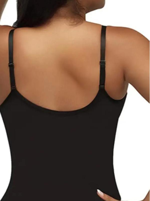 Women's Solid Adjustable Strap Shapewear Bodysuit, High Stretch Tummy Control Shaper, Ladies Shapewear for All Seasons