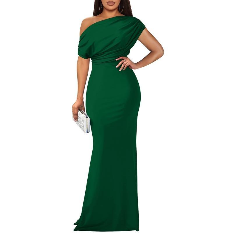 Women's Elegant Sleeveless Off Shoulder Bodycon Long Formal Party Evening Dress