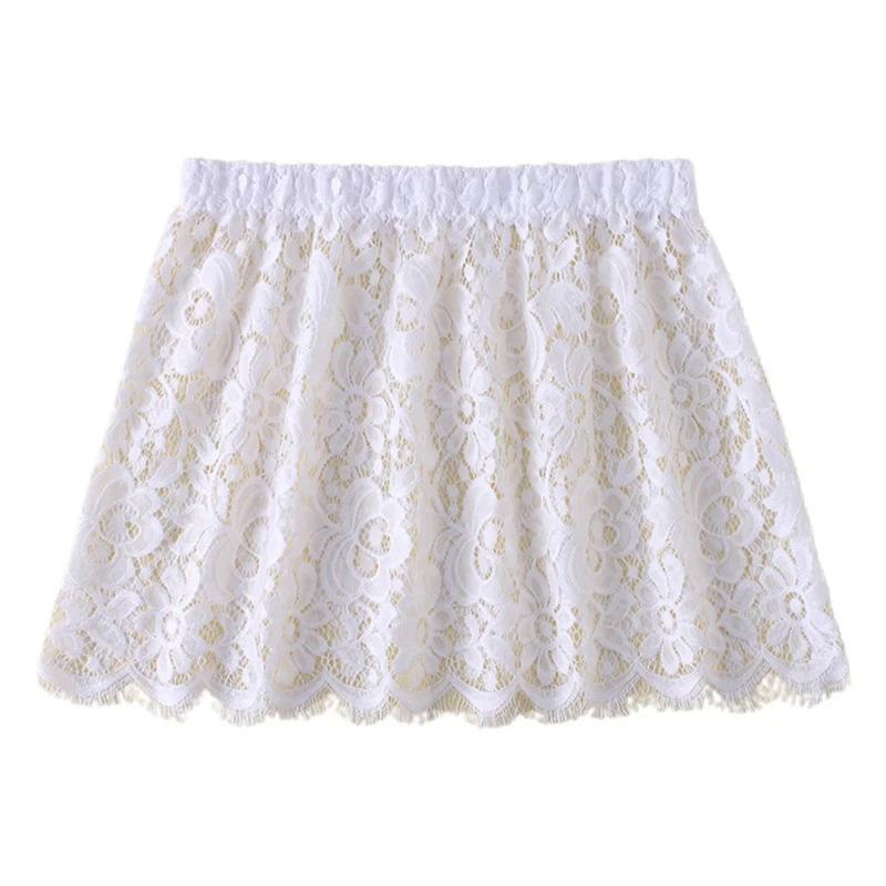 Women Eyelash Floral Lace Shirt Extender Adjustable Layered Faux Top Hem Lower Sweep Mini Skirt Half Slip Underskirt 2024