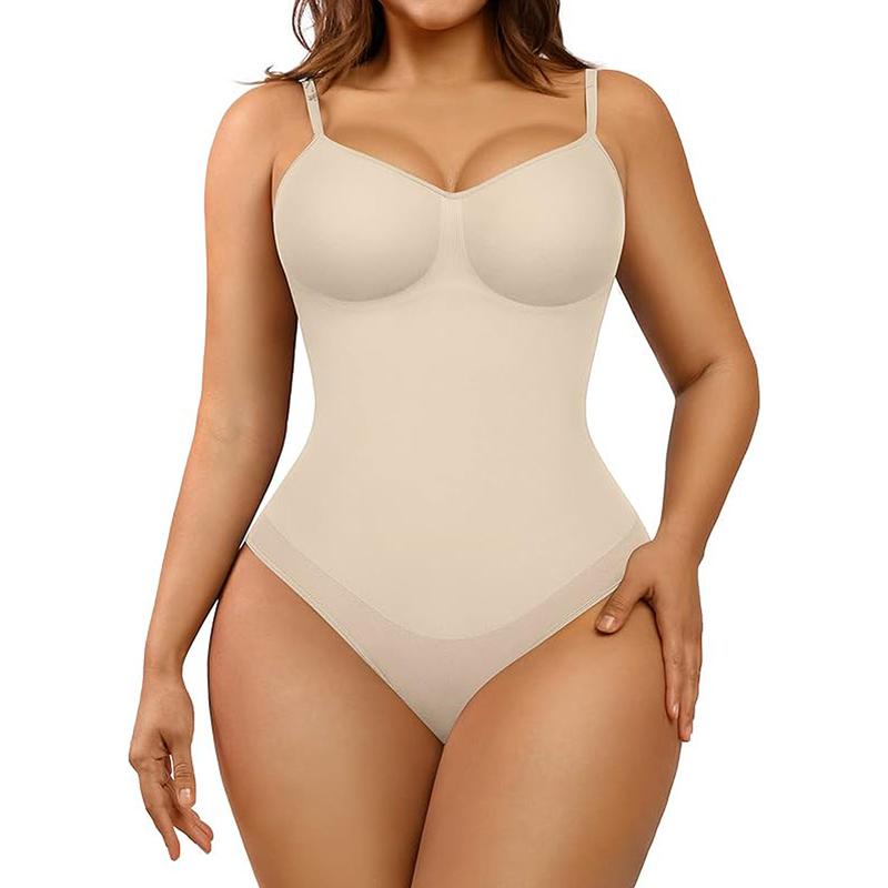 FeelinGirl Womenswear Seamless Covered Bust Jumpsuit Thong Bodysuit Fit Shapewear Comfort Breathable Hip Tops Soft