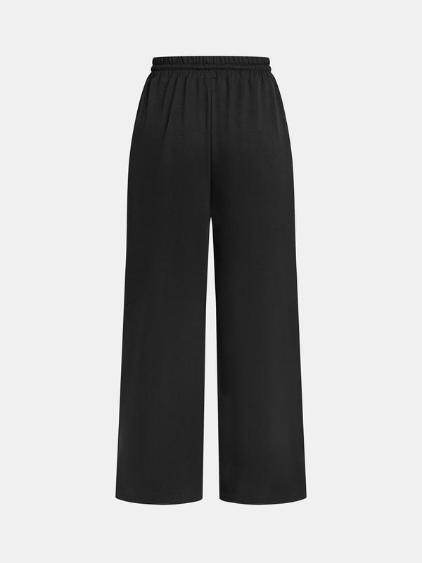 YOZY [size 4-14] Drawstring Waist Pants, Casual Plain Pocket Wide Leg Trousers, for Daily Wear, 2024 Women's Daily Wear for All Season, [S-XXL]