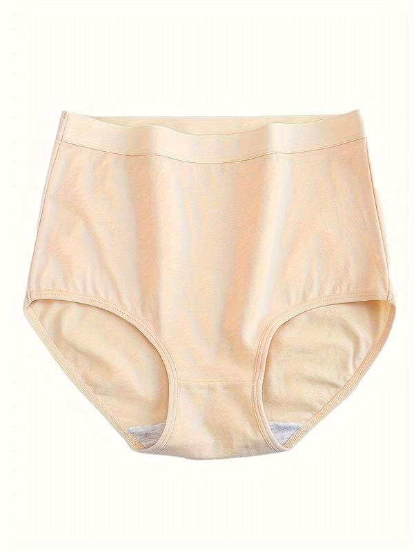 Women's  Solid High Waist Panty, Casual Comfy Breathable Knicker for Daily Wear, Underwear for All Seasons