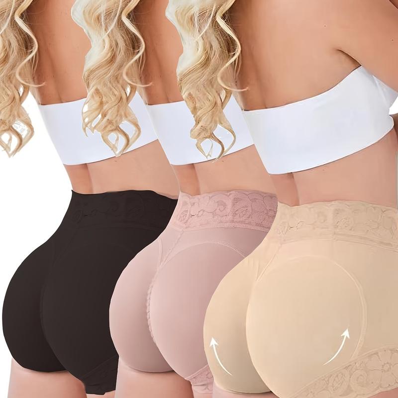 Women's Contrast Lace High Waist Shapewear Shorts Hip Enhancer Boyshorts Panties Belly Control Anti Chafing Underwear Womenswear Sexy Under Dress