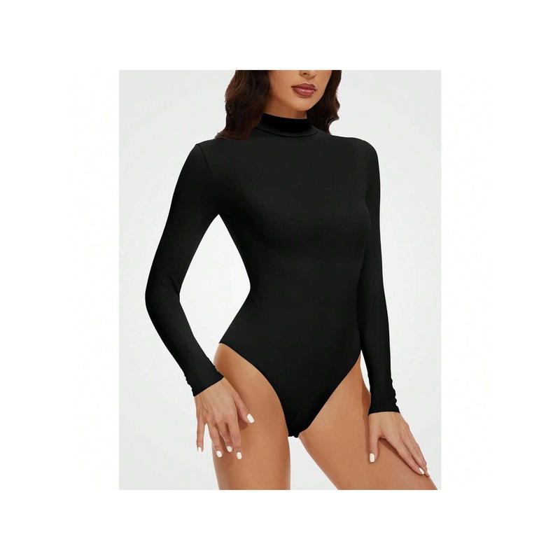 Long Sleeve Mock Turtle Neck Bodysuits: Women's Fashion Basic Leotards for Going Out