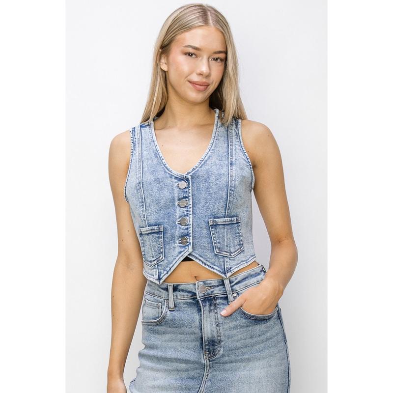 Risen Crop Denim Vest