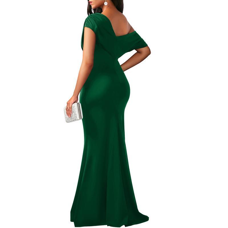 OYS Women's Elegant Sleeveless Off Shoulder Bodycon Long Formal Party Evening Dress Fabric Polyester