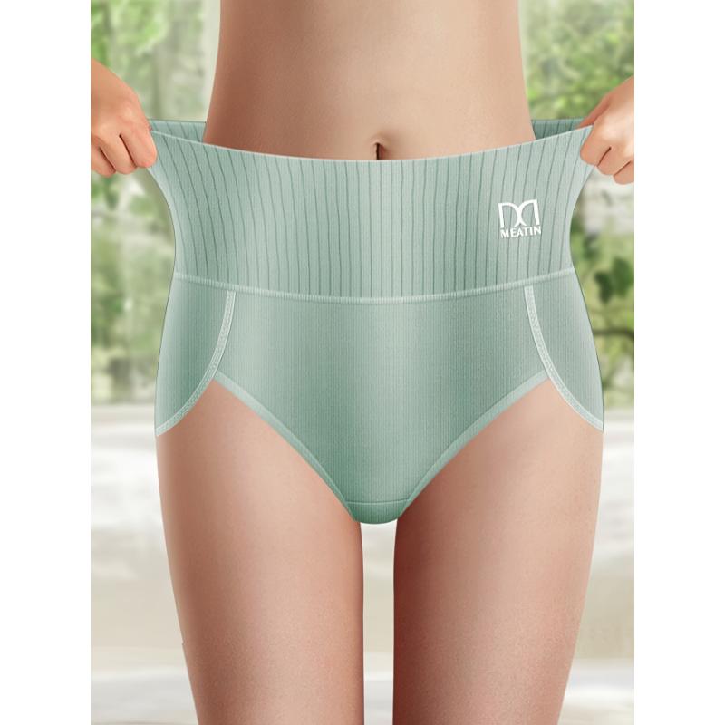 4pcs Women's Fabric Underwear High Waisted Full Coverage Ladies Panties Spandex Womenswear