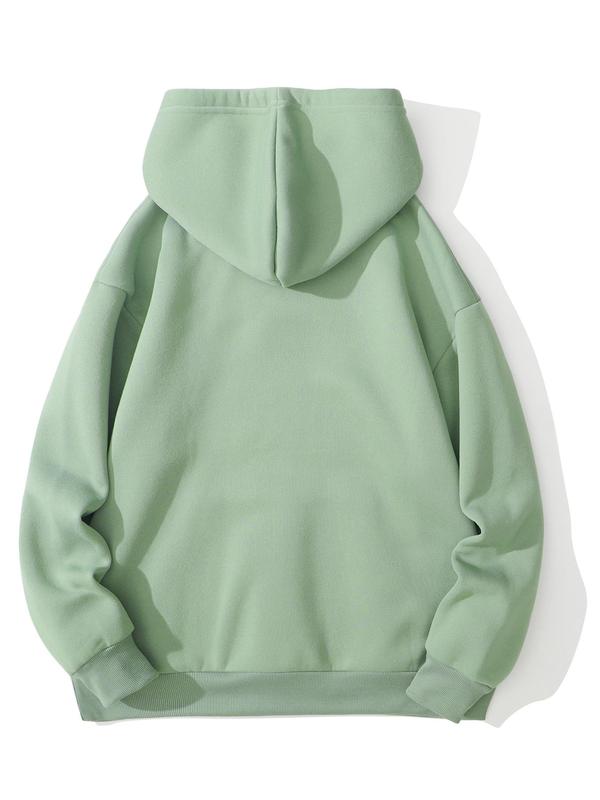 Women's Plain Drawstring Pocket Hoodie, Vintage Minimalist Comfort Longsleeves Hooded Sweatshirt Pullover for Holiday Outdoor, Comfort Hoodie, Lady Clothes for Fall & Winter, Womenswear, Downtown Girl Clothes