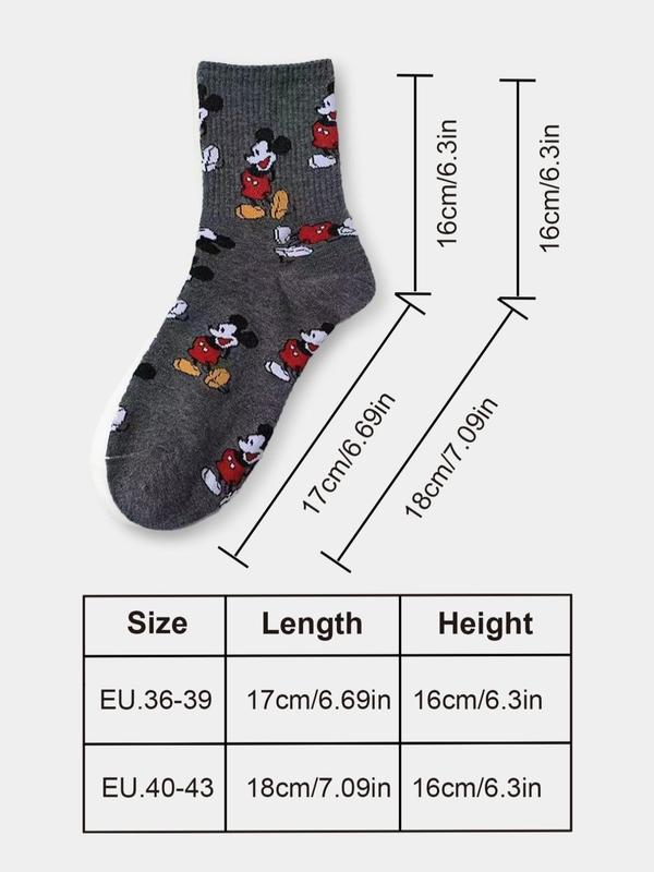 Women's Cartoon Print Crew Socks, Casual Comfortable Breathable Socks for Daily Wear, Women's Socks for All Seasons