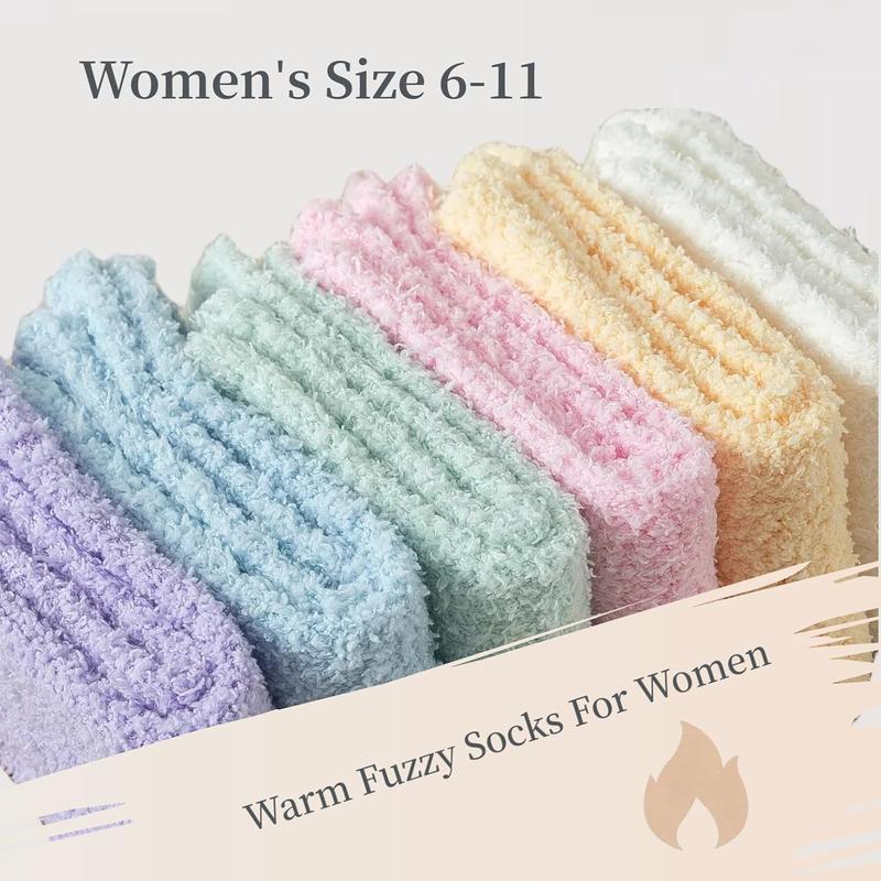 6 Pairs Fuzzy Socks For Women Soft Home Slipper Socks Fluffy Sleeping Socks don't Shed Lint