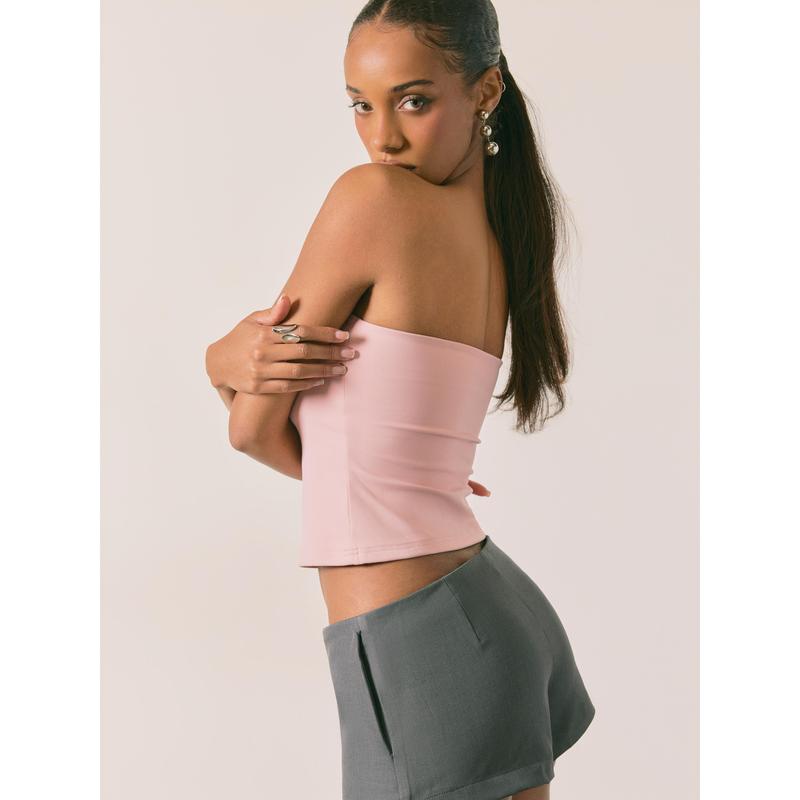 Cider [11 colors, size 0-24] High Stretch Double Layered Strapless Pink Tube Top