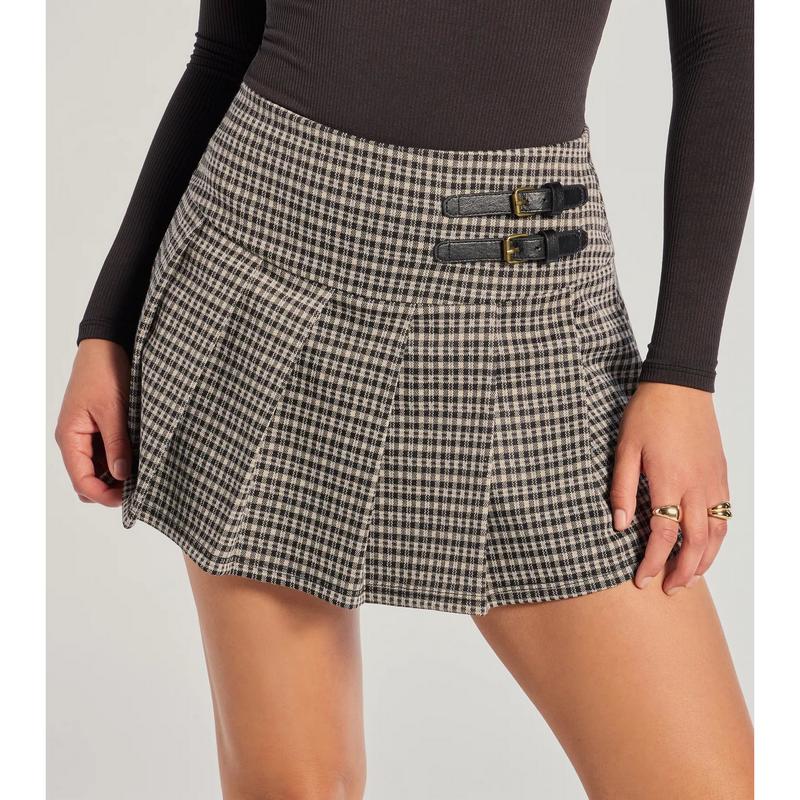 Preppy Appeal Pleated Plaid Skort