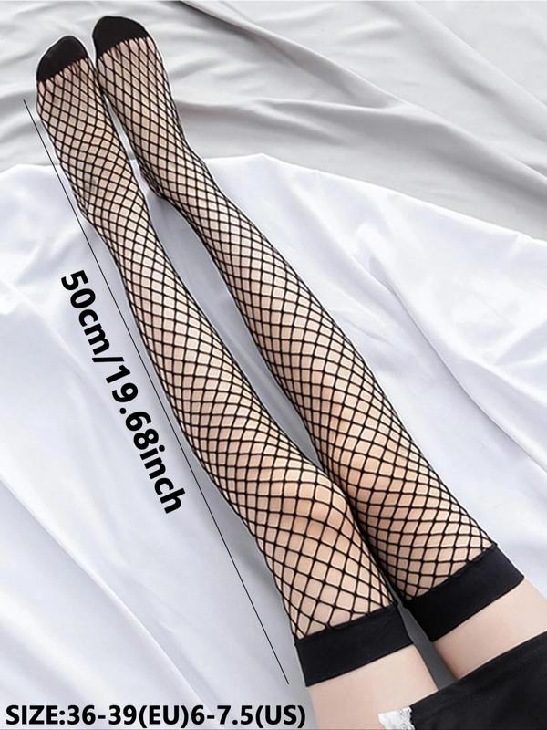 Women's Solid Hollow Out Over The Knee Fishnet Socks, Fashion Thigh High Fishnet Stockings, Women's Socks & Hosiery for Holiday Party daily wear