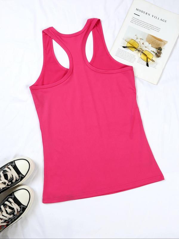 Women's Letter Print Scoop Neck Tank Top, Casual Sleeveless Top for Summer, Ladies Clothes for Daily Wear