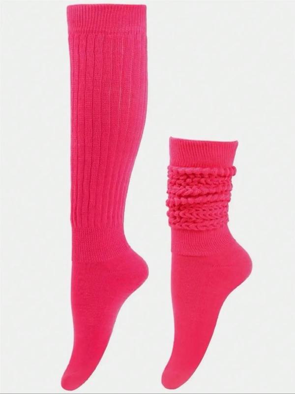 Women's Solid Over The Calf Socks, Casual Soft Comfy Breathable Socks for Daily Wear, Women's Socks for All Seasons