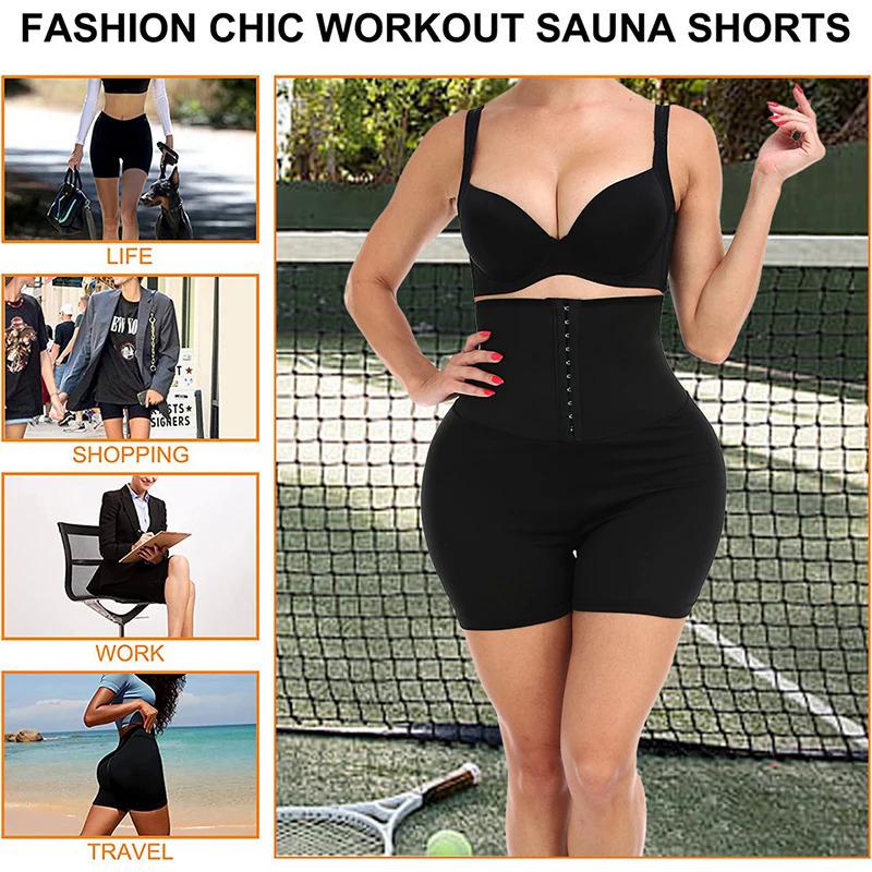 Women Sweat Sauna Shorts Body Shaper Pants Waist Trainer High Waist Shapewear Gym Workout Boyshorts Girdle