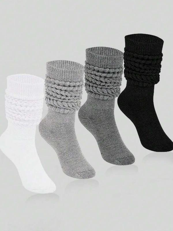 Women's Solid Over The Calf Socks, Casual Soft Comfy Breathable Socks for Daily Wear, Women's Socks for All Seasons