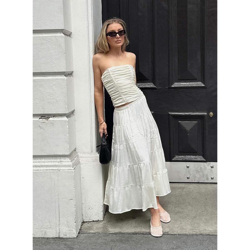 Keira Tiered Maxi Skirt Porcelain