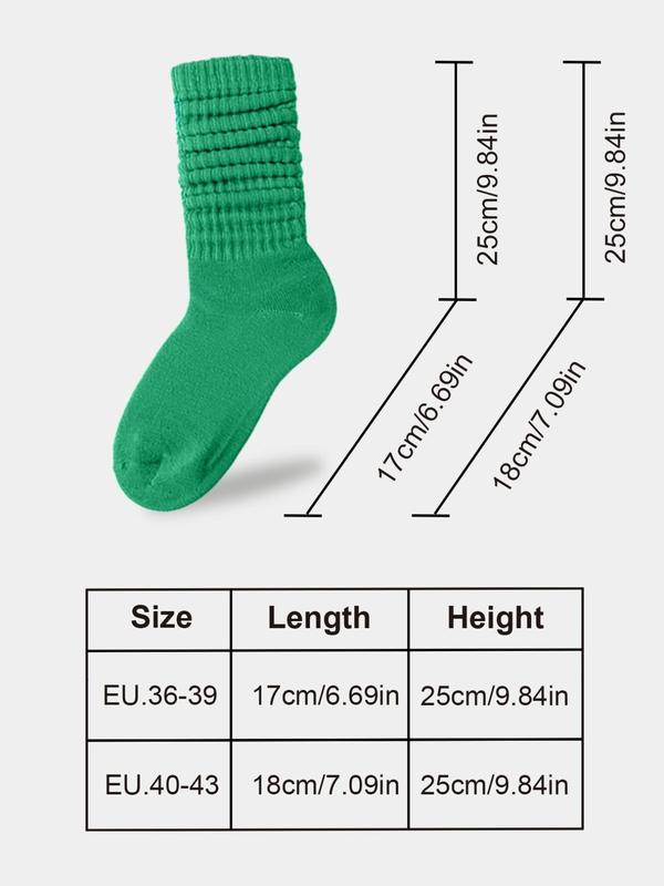 Women's Solid Crew Socks, Baggy Socks, Multi-pack Soft Comfy Breathable Comfortable Cozy Mid-calf Long Socks for Daily Wear, Slouch Crew Socks for Women,  Machine Washable, Comfort Casual Womenswear, Lady's Fall & Winter Socks & Hosiery, Fall Clothes