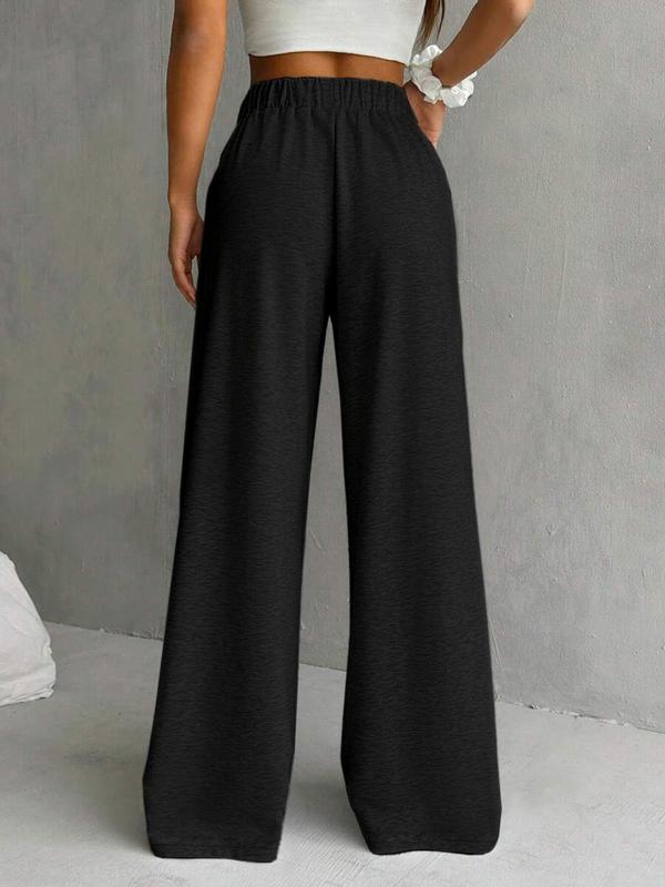 Comfortable Elastic Waist Pocket Sports Pants, Casual Loose Oversized Sweatpants, Perfect for All Seasons Wear Soft and Skin-friendly