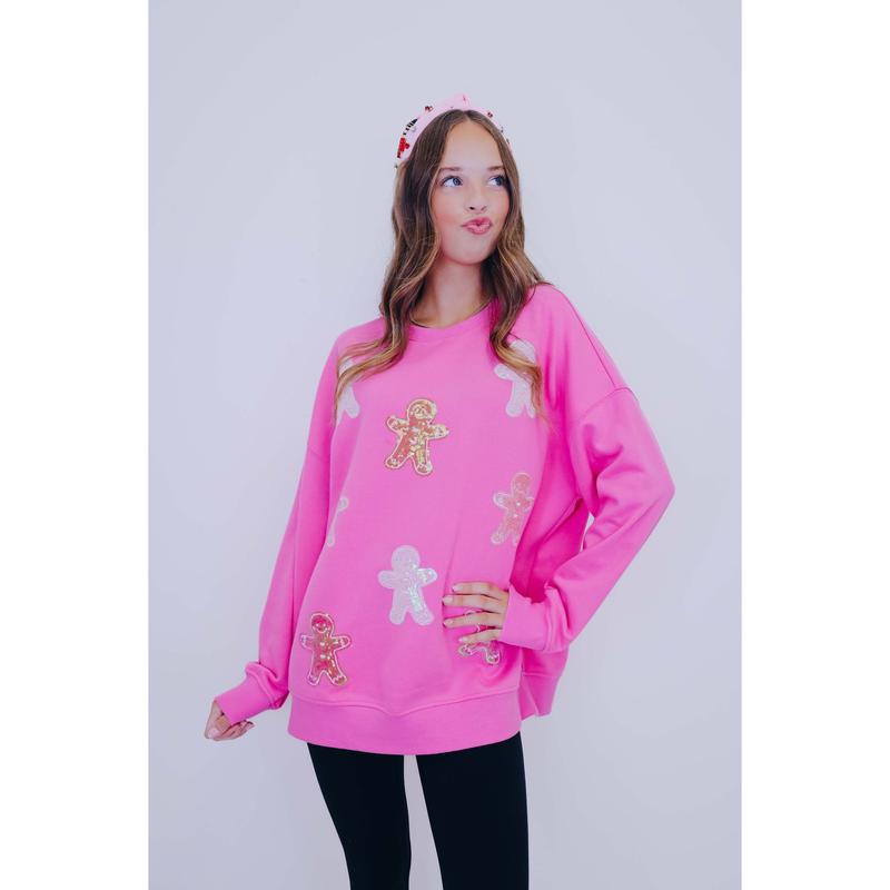 Spicy & Sparkly Gingerbread Man Sequin Sweatshirt - 2 Colors