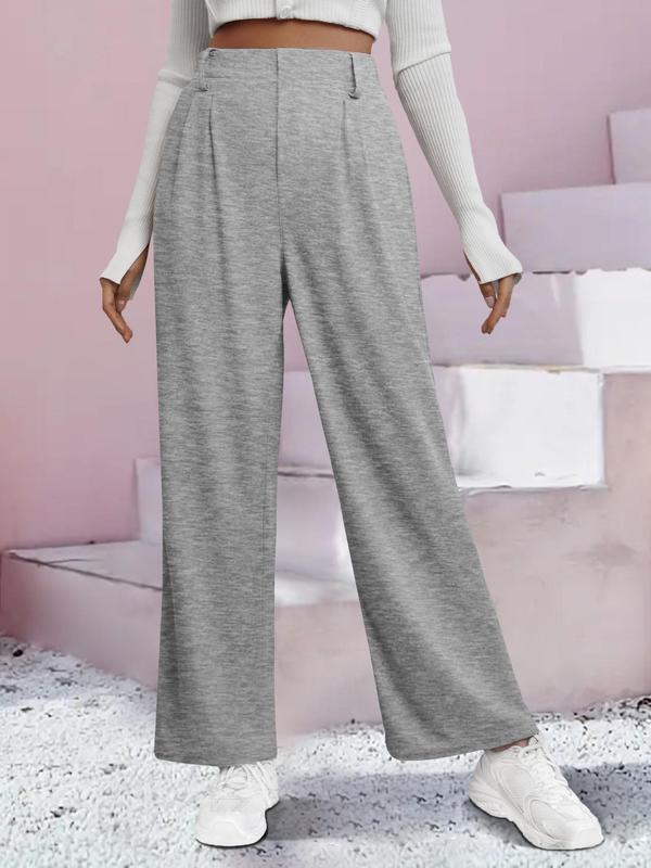 Pocket Wide Leg Comfy Pants for Women, Casual Solid High Waist Trousers,  Pants for Women, Clothes Women, Summer Pants for Women, Preppy 80s Clothes