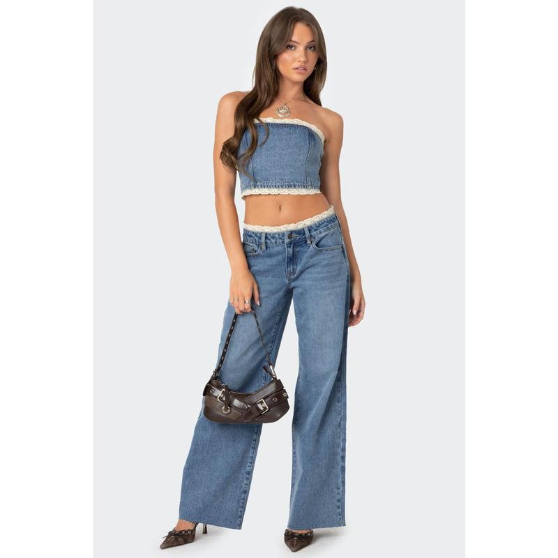 Karlie Lace Trim Jeans