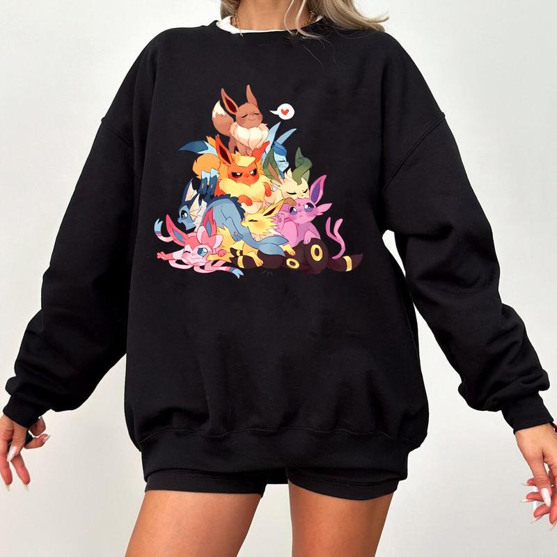 Eevee Eeveelution Sweatshirt, Slyveon, umbreon, Espeon, Flareon Anime, Vintage Anime Sweater, Anime lover gift, Anime merch, Anime Lover Sweatshirt, Hoodie Gift, Gift for anime fan, Sweater, Anime Gift, Kawaii