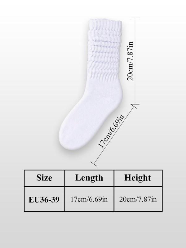 Women's Solid Crew Socks, Baggy Socks, Multi-pack Soft Comfy Breathable Comfortable Cozy Mid-calf Long Socks for Daily Wear, Slouch Crew Socks for Women,  Machine Washable, Comfort Casual Womenswear, Lady's Fall & Winter Socks & Hosiery, Fall Clothes