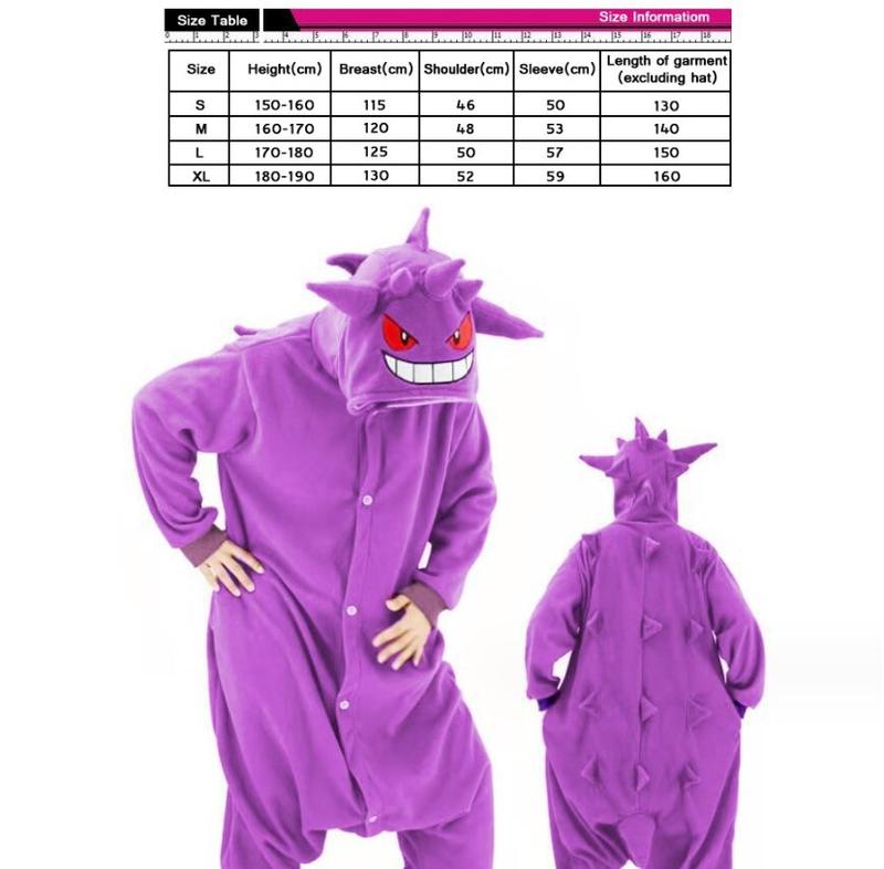 Gengar Cartoon Anime Poké One-piece Pajamas Couple Parent-child Home Wear Jumpsuit Nightwear Party Costume