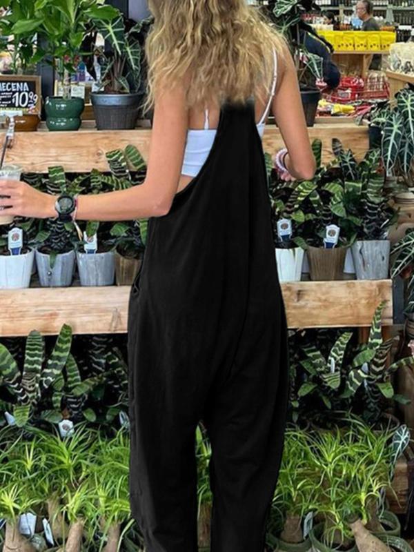 Women's Pocket Cami Jumpsuit without Camisole, Summer Clothes Women, Jumpsuit for Women, Basic Minimalist Sleeveless Spaghetti Strap Jumpsuit, Summer Outfits 2024, Womenswear