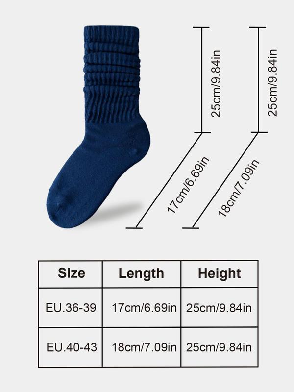 Women's Solid Crew Socks, Baggy Socks, Multi-pack Soft Comfy Breathable Comfortable Cozy Mid-calf Long Socks for Daily Wear, Slouch Crew Socks for Women,  Machine Washable, Comfort Casual Womenswear, Lady's Fall & Winter Socks & Hosiery, Fall Clothes