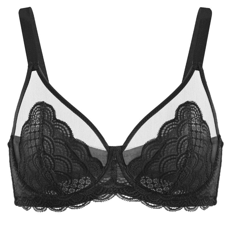 HSIA Mermaid Scales Lace Unlined Full Coverage Plus Size Underwire Bra Mesh Sexy