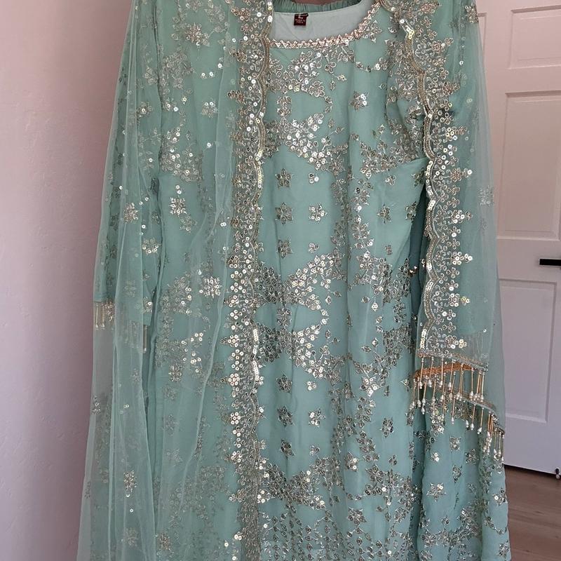 Indian green  Heavy Embroidered Sharara Suit Set for Women - Perfect for Weddings