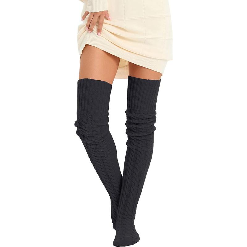 Women's Cable Knit Thigh High Socks Leg Warmers Extra Long Over Knee High Boot Stockings