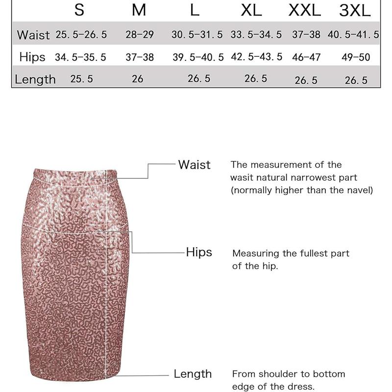 PrettyGuide Women's Sequin Skirt High Waist Sparkle Pencil Skirt Party Cocktail