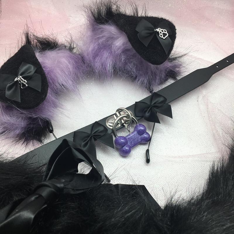 Purple black goth ear necklace Halloween costume