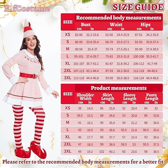 Womens Holiday Budby The Elf Costumes Set Adult Elf Dress Christmas Cosplay Holiday Party Costumes, Womenswear