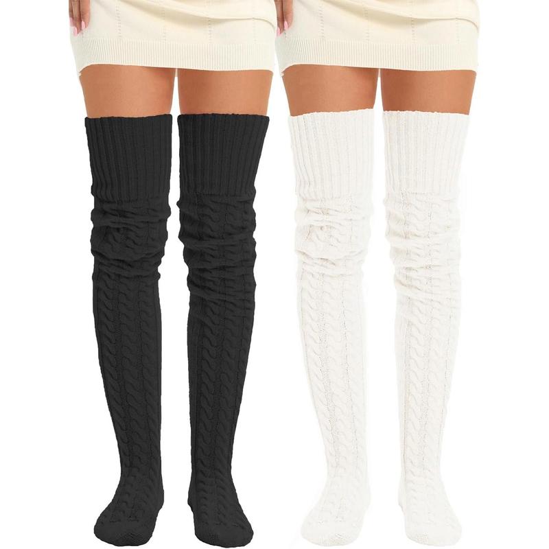 Women's Cable Knit Thigh High Socks Leg Warmers Extra Long Over Knee High Boot Stockings