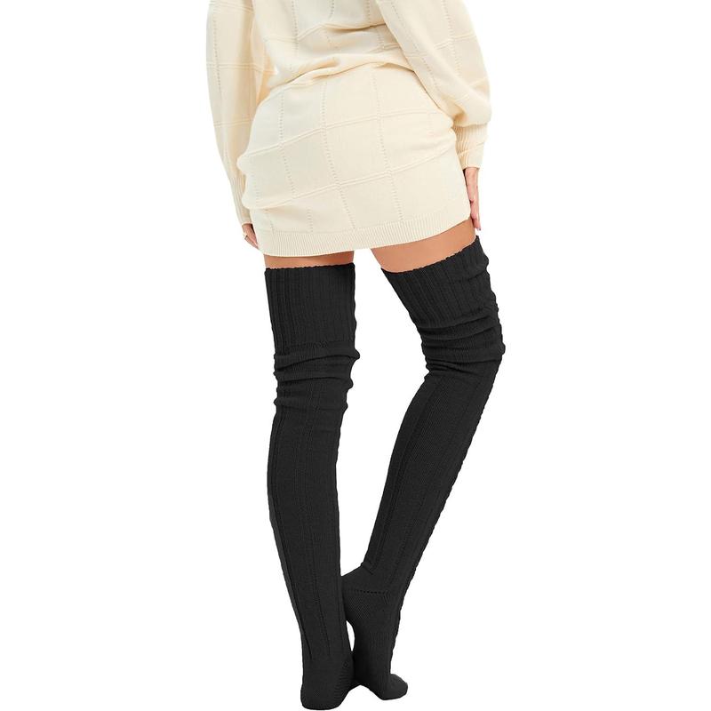 Women's Cable Knit Thigh High Socks Leg Warmers Extra Long Over Knee High Boot Stockings